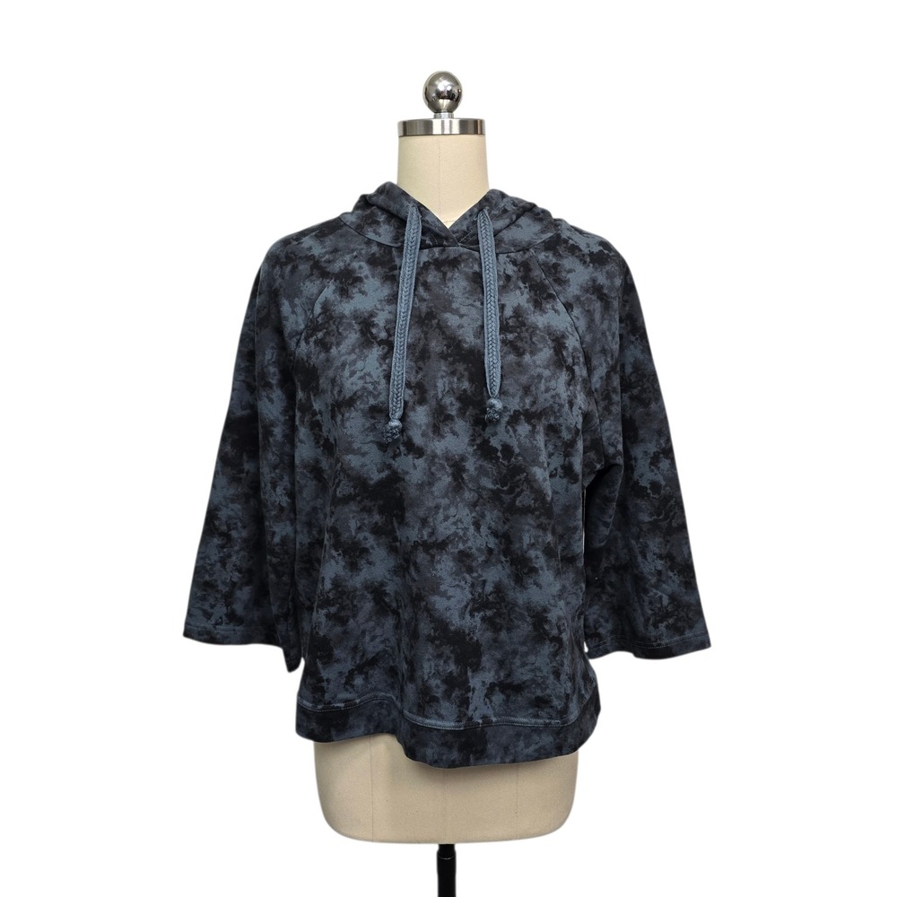 Pact Organic Cotton Tie Dye Hoodie Womens Medium‎ Gray Blue 3/4 Sleeve Pullover